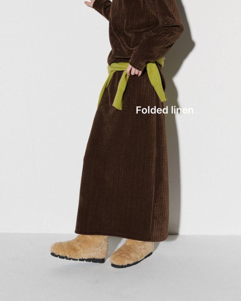 (단독/한정)24FW 하이프 밴딩 스커트 벨벳 밴딩 H라인 롱 스커트(2color)