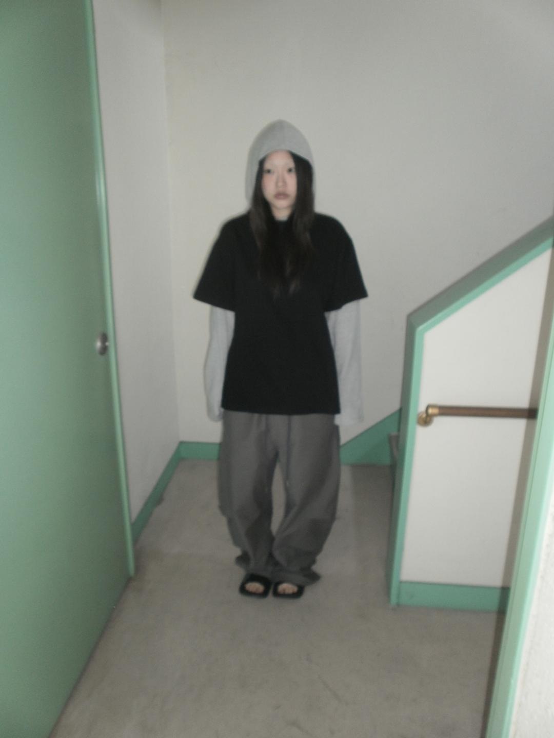 color-contrast layered hoodie