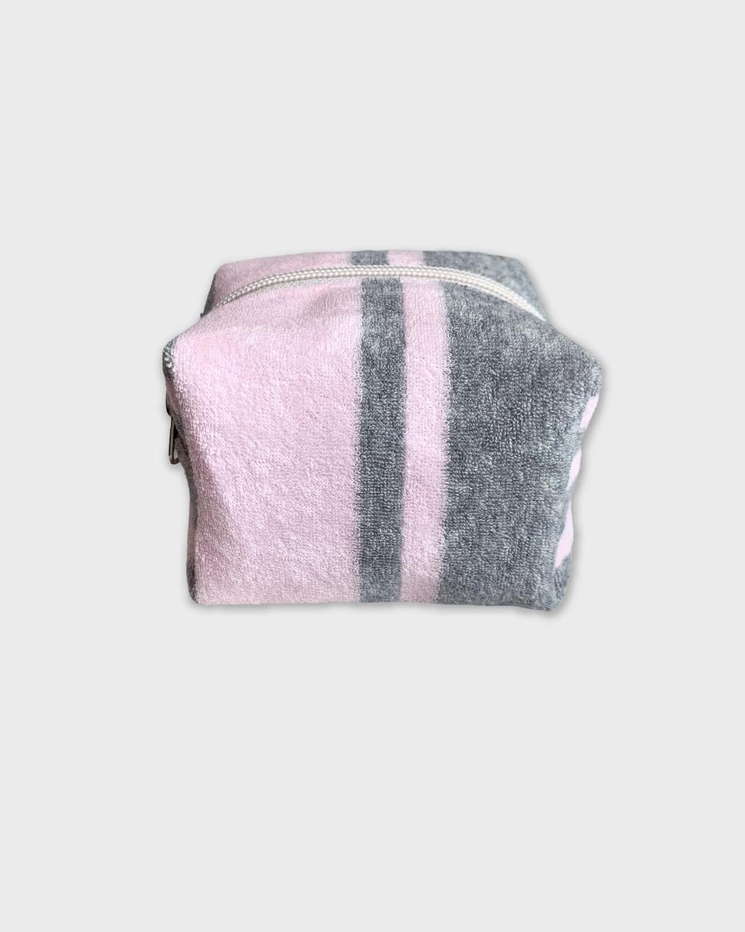 Stripe terry pouch (pink-gray)