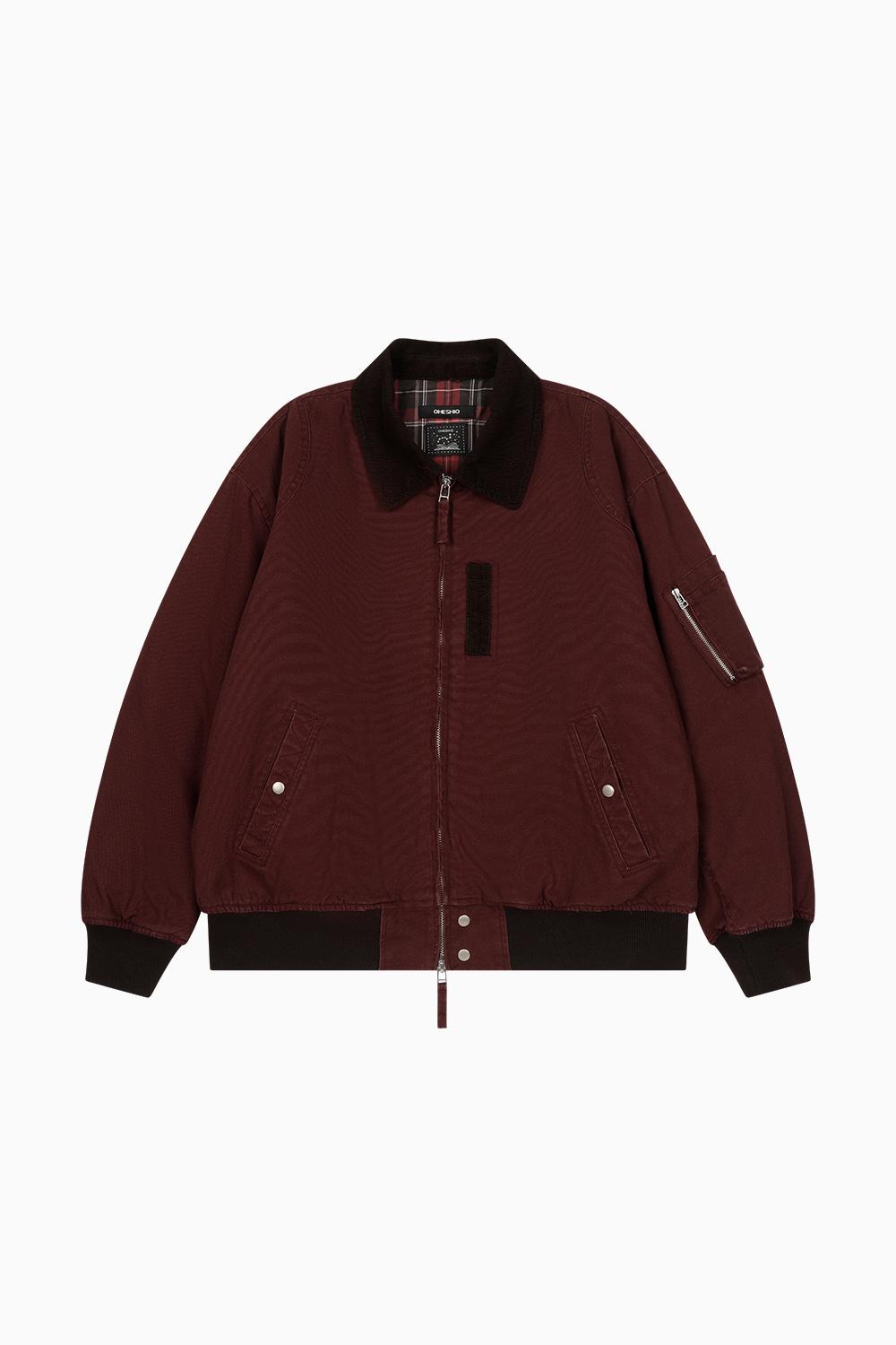 WASHED COTTON BLOUSON, BURGUNDY