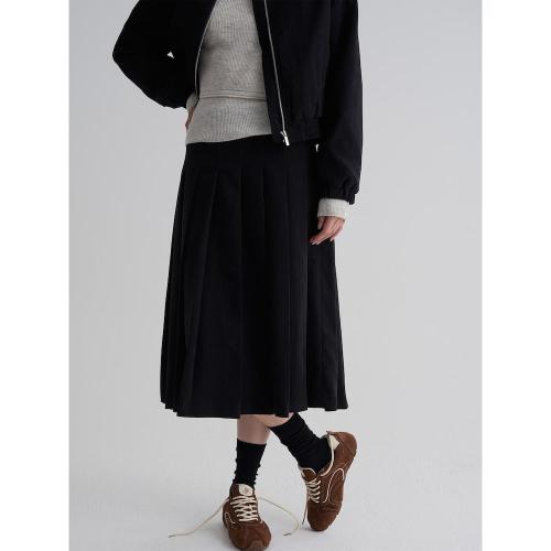 폴리피치 플리츠 스커트  블랙