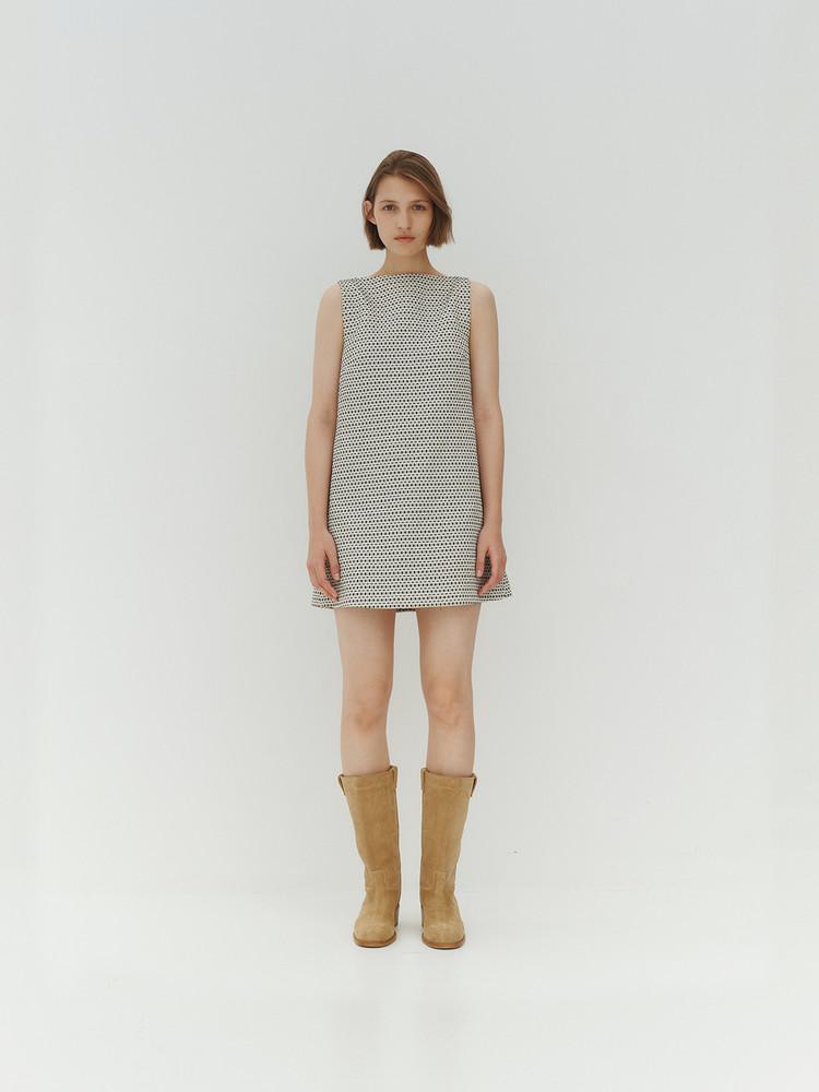 BOAT NECK TWEED MINI DRESS