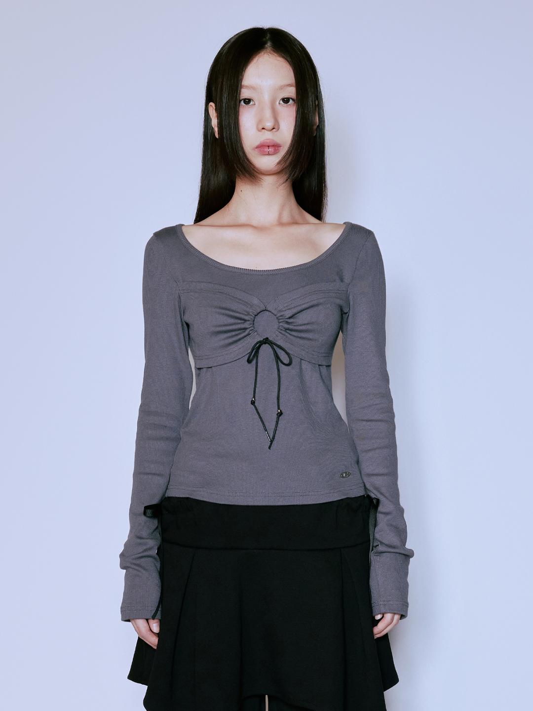 TOP LAYERED L/S TEE_CHARCOAL
