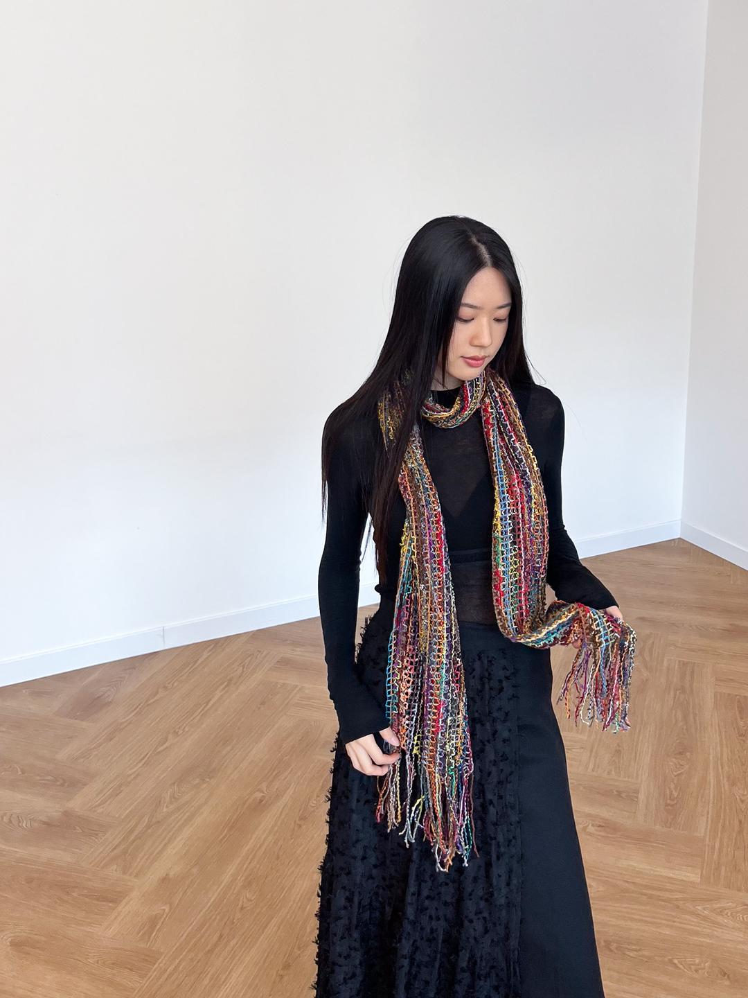 JPN 레인보우 크로셰 머플러