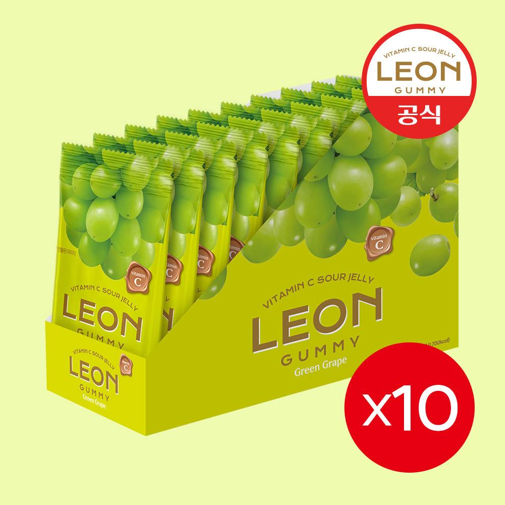 레옹젤리 사우어젤리 비타민C 청포도젤리 50g x 10개