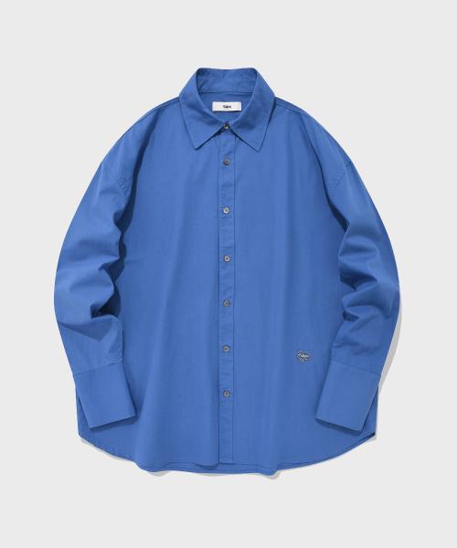 브러쉬 로고 코튼 셔츠 다크블루