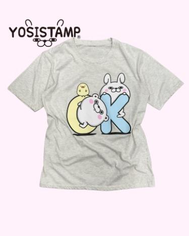 YOSISTAMP printing grey t-shirt