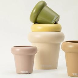 TingKe-북유럽 스타일 모란디 컬러 원뿔형 세라믹 화분, 모던 심플 홈 가든 데코 크리에이티브 마카롱 컬러 화분