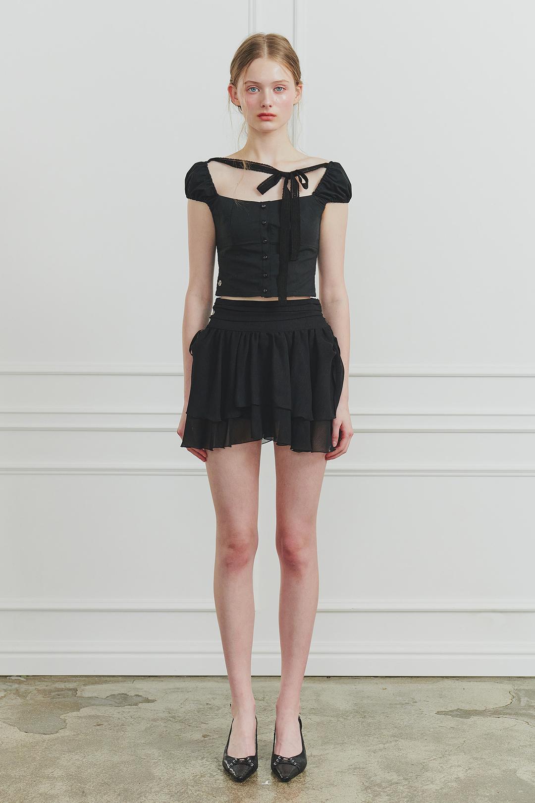 [5/8~] MAGNOLIA FRILL SKIRT black