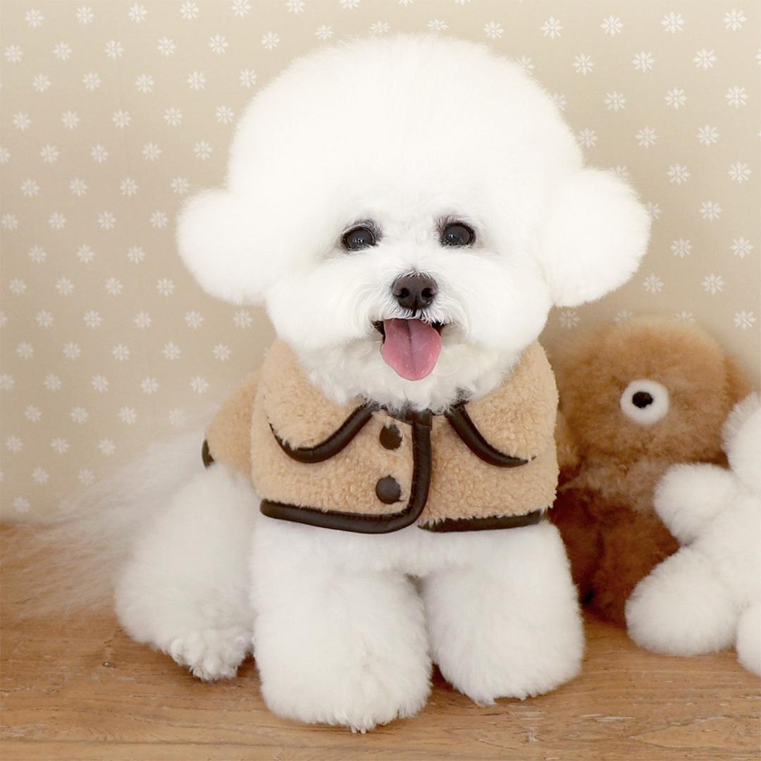 teddy leather fleece coat (brown)