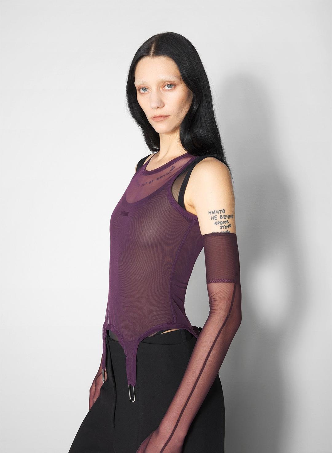 burgundy layered garter tank top - burgundy / XS