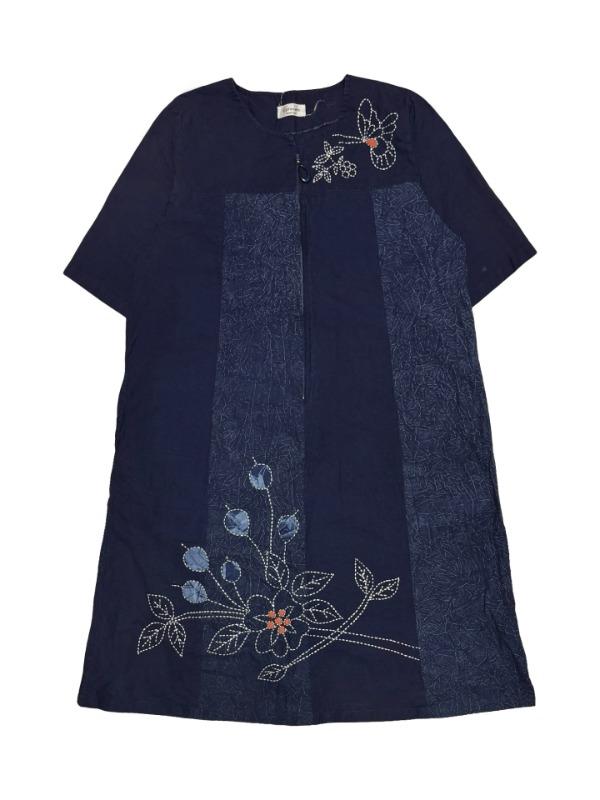 Oriental half zip-up one-piece