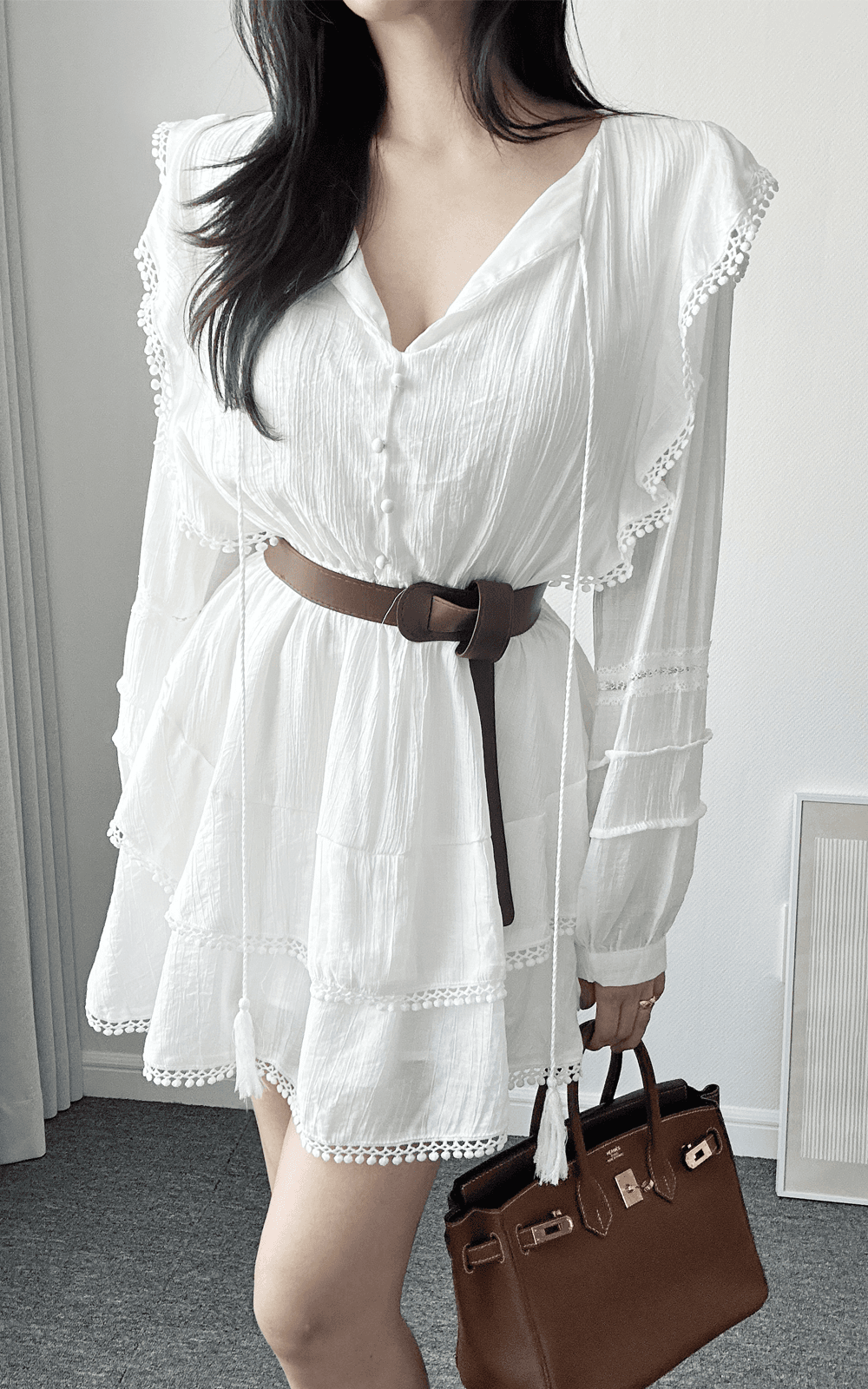 마랑 프릴 코튼 원피스 (벨트포함)