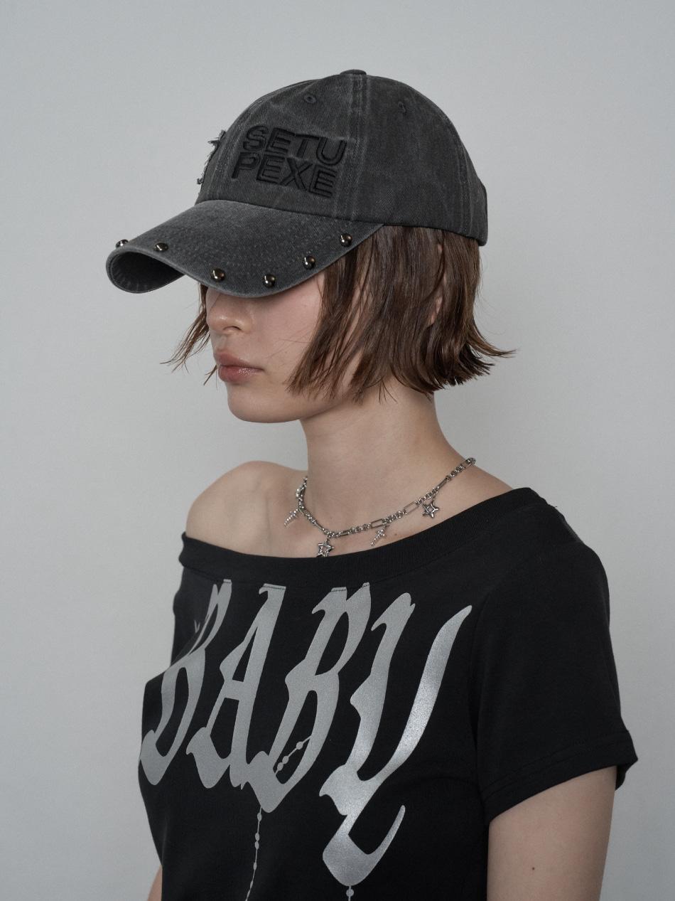 [6월17일 예약배송] STUDDED LOGO BALL CAP / CHARCOAL