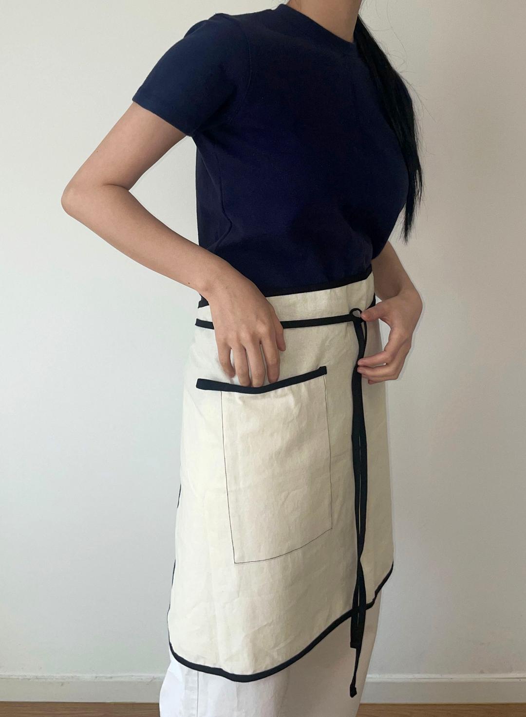 linen half apron / ivory