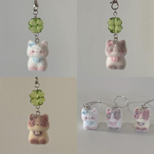 익일발송🍀행운 고양이 클로버 인형 후로킹 핸드폰줄키링