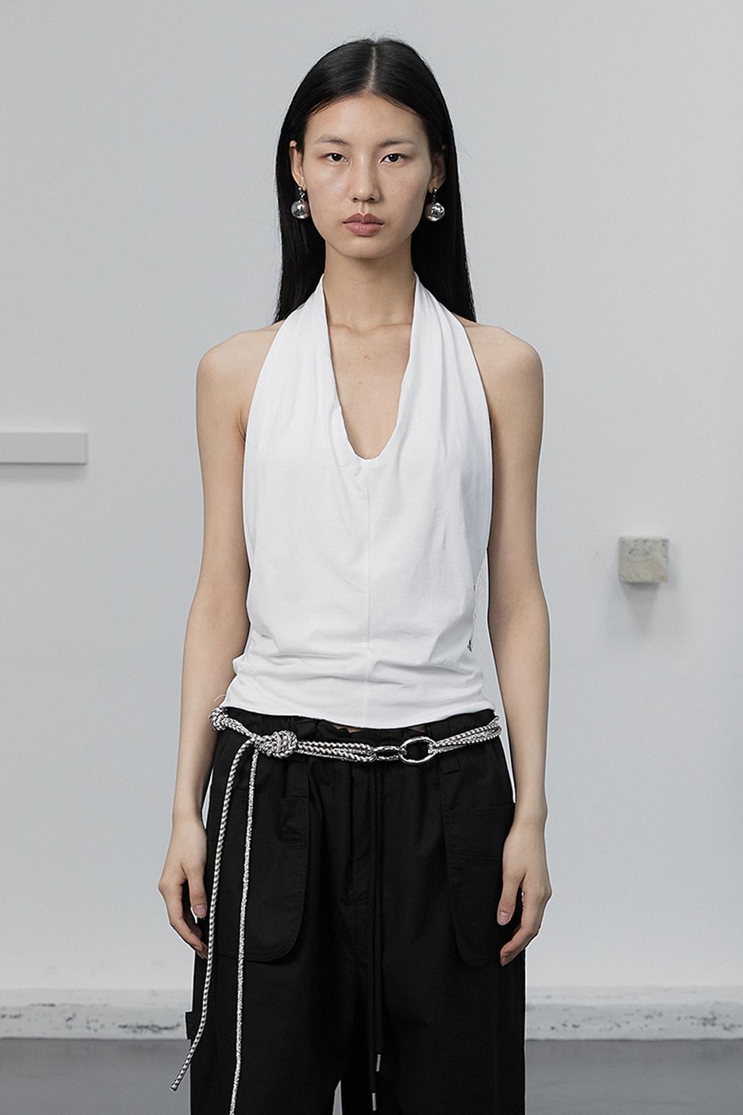 DRAPE HALTER NECK SLEEVELESS / WHITE