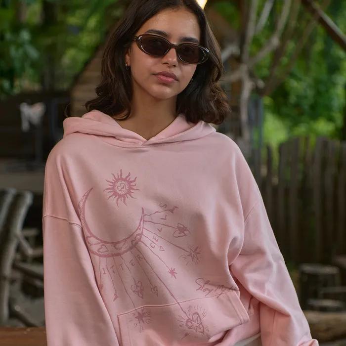 Sun and Moon Hoodie-Pink