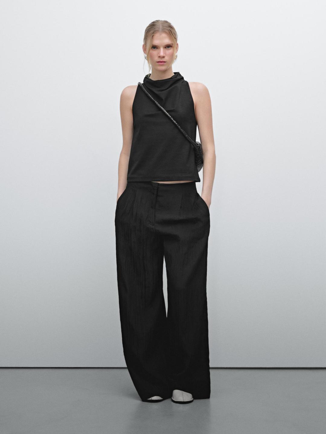 플리츠 디테일 하이테크 팬츠