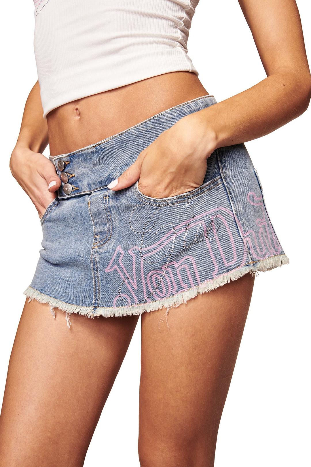 I.AM.GIA X VON DUTCH SYNDRA DENIM MINI SKORT - LIGHT WASH DENIM