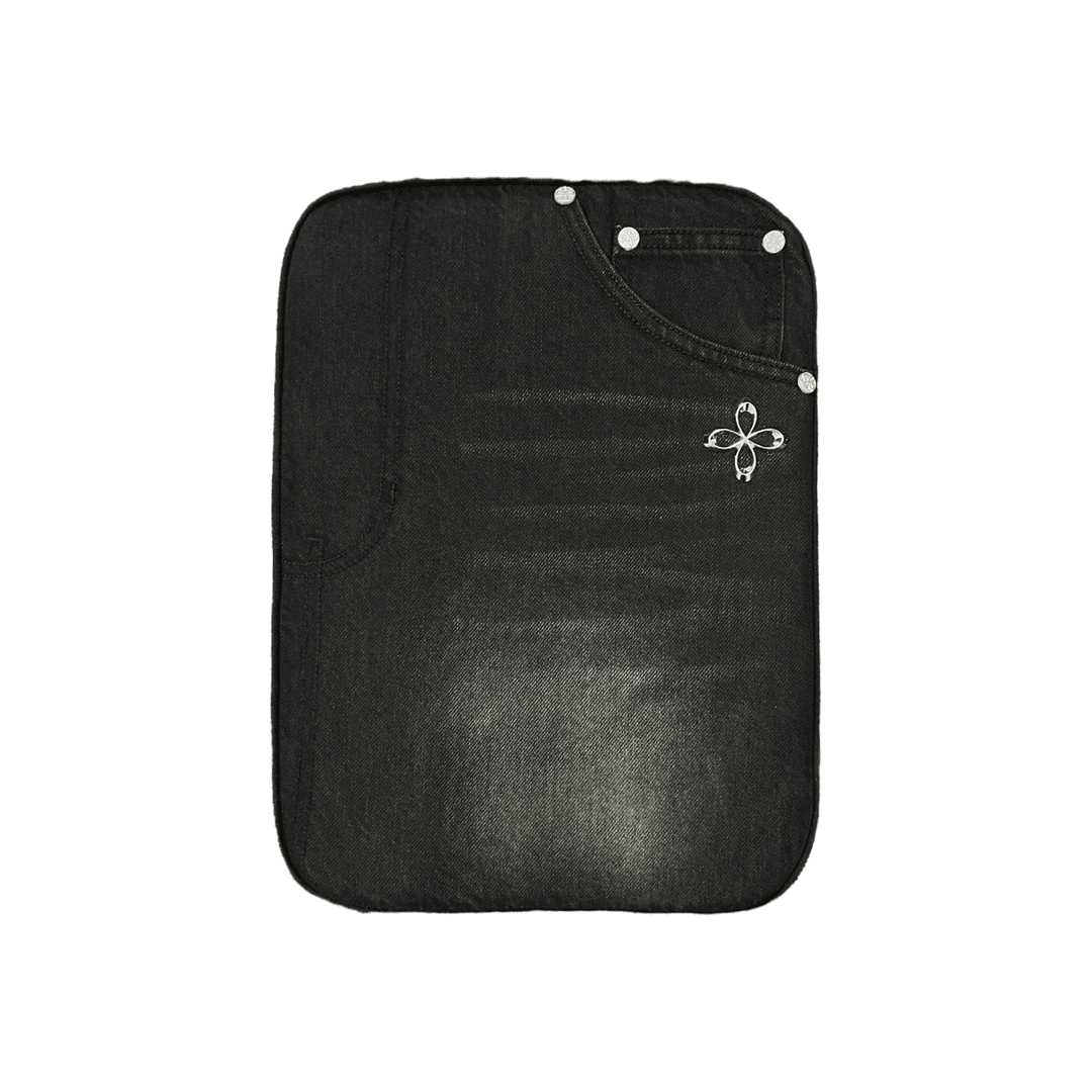 surgery denim jeans clover logo clutch bag 'black denim'