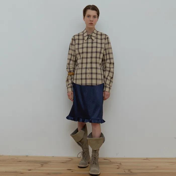 FRILL LAYERED MIDI/LONG SKIRT_NAVY