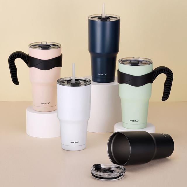 무디타 이중 진공 대용량 스텐 텀블러 600ml (손잡이+뚜껑+빨대 포함 4종 세트)