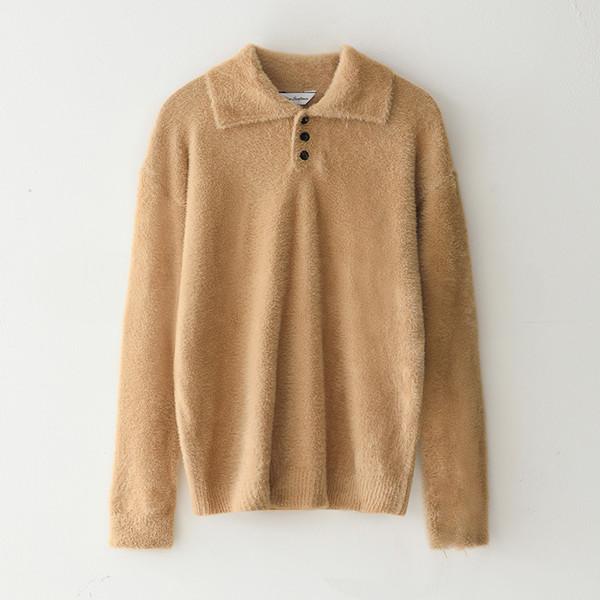 Bluesf mink hair collar knitwear