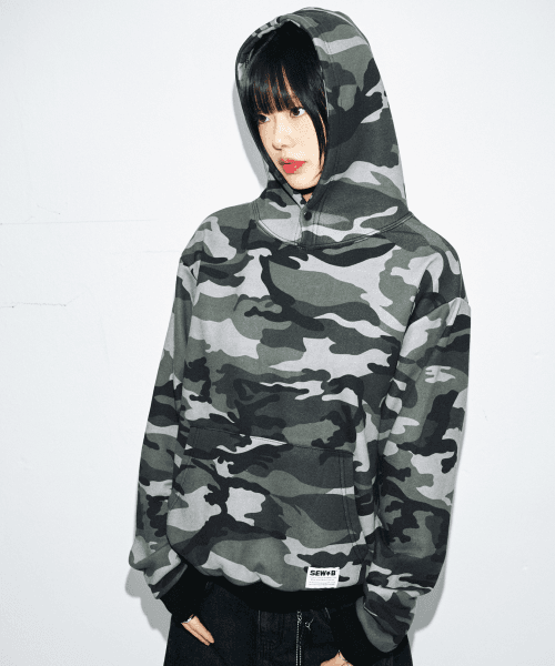 쏘비(SEW-B)  Button Camo Hood  세미오버 블랙 - 사이즈 & 후기 | 무신사