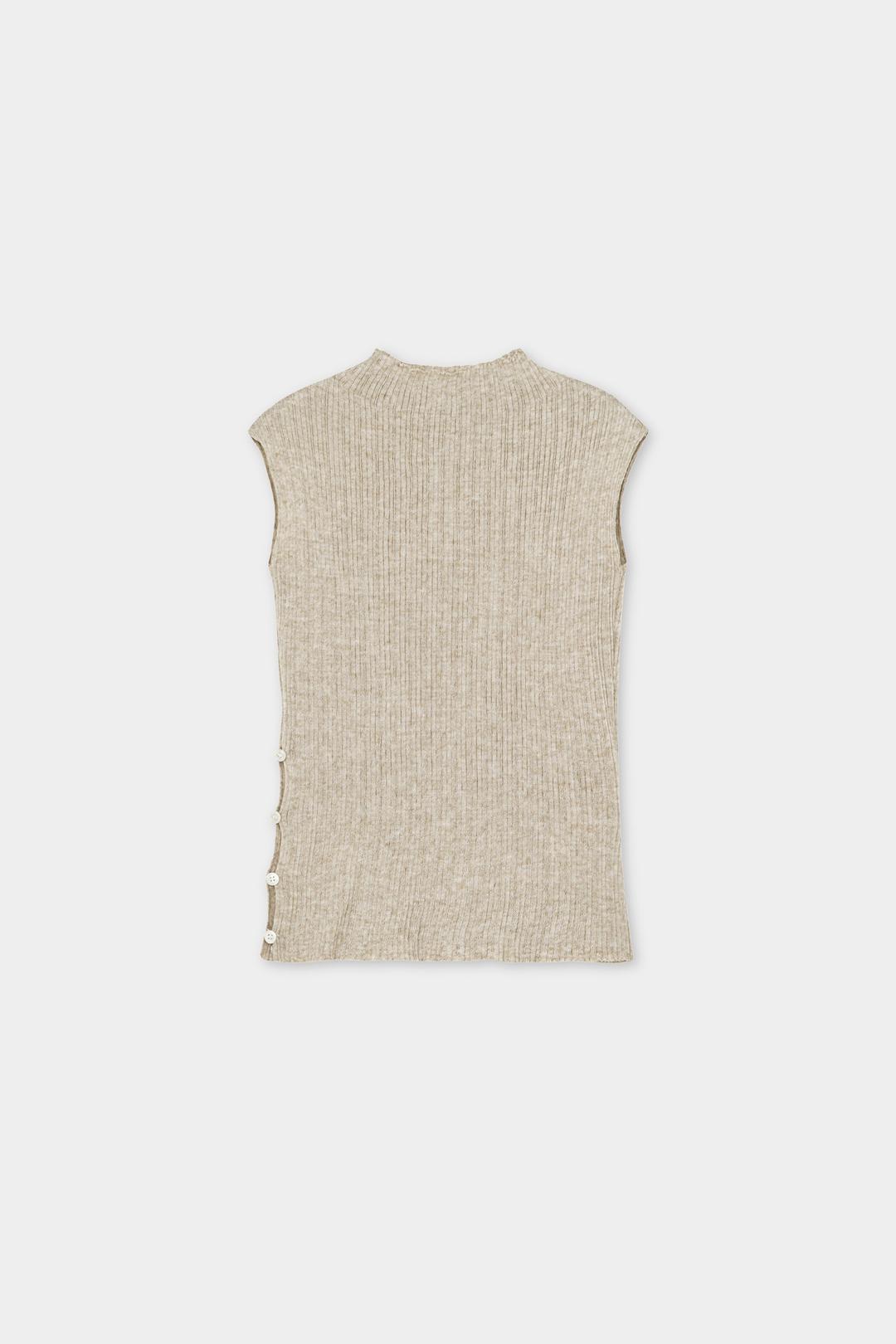 엘레나 린넨 리브드 슬리브리스 오트밀