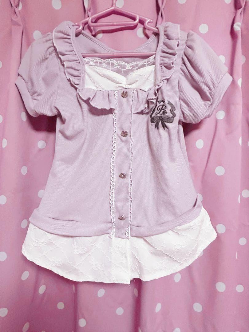 ♡トップス リボン レース パープルピンク♡