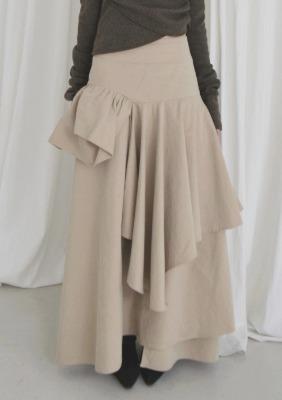 [ADELIO, HEART'S WHISPER] layered cotton skirt, beige