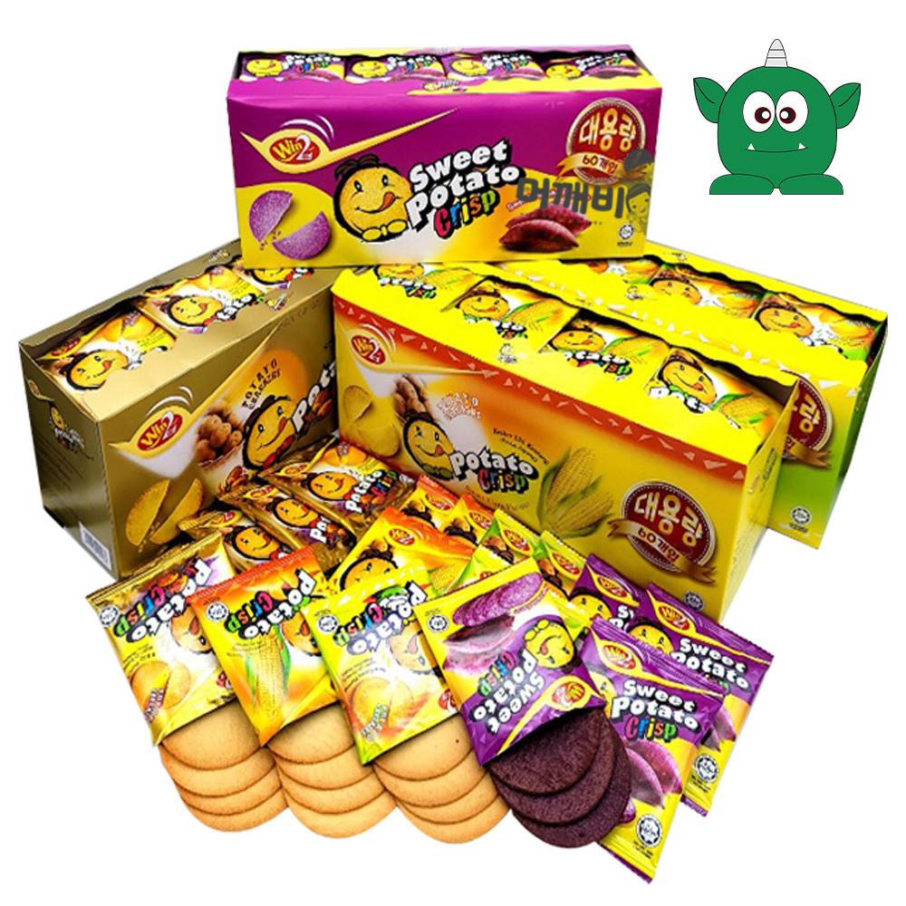 윈2 포테이토 크리스프 크리스피900g 60개입 감자스낵 바베큐 샤워크림 대용량 감자칩