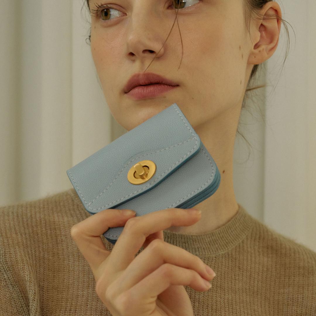 Wonder wallet - Caviar blue lin Gold/Silver