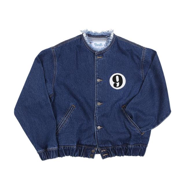 DENIM VARSITY JACKET - BLUE
