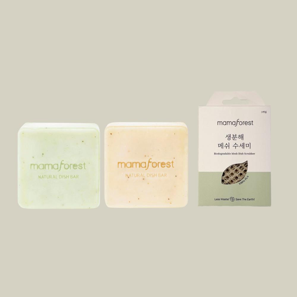 마마포레스트 디쉬바 설거지바 설거지비누 천연 주방세제 수세미 세트 1+1