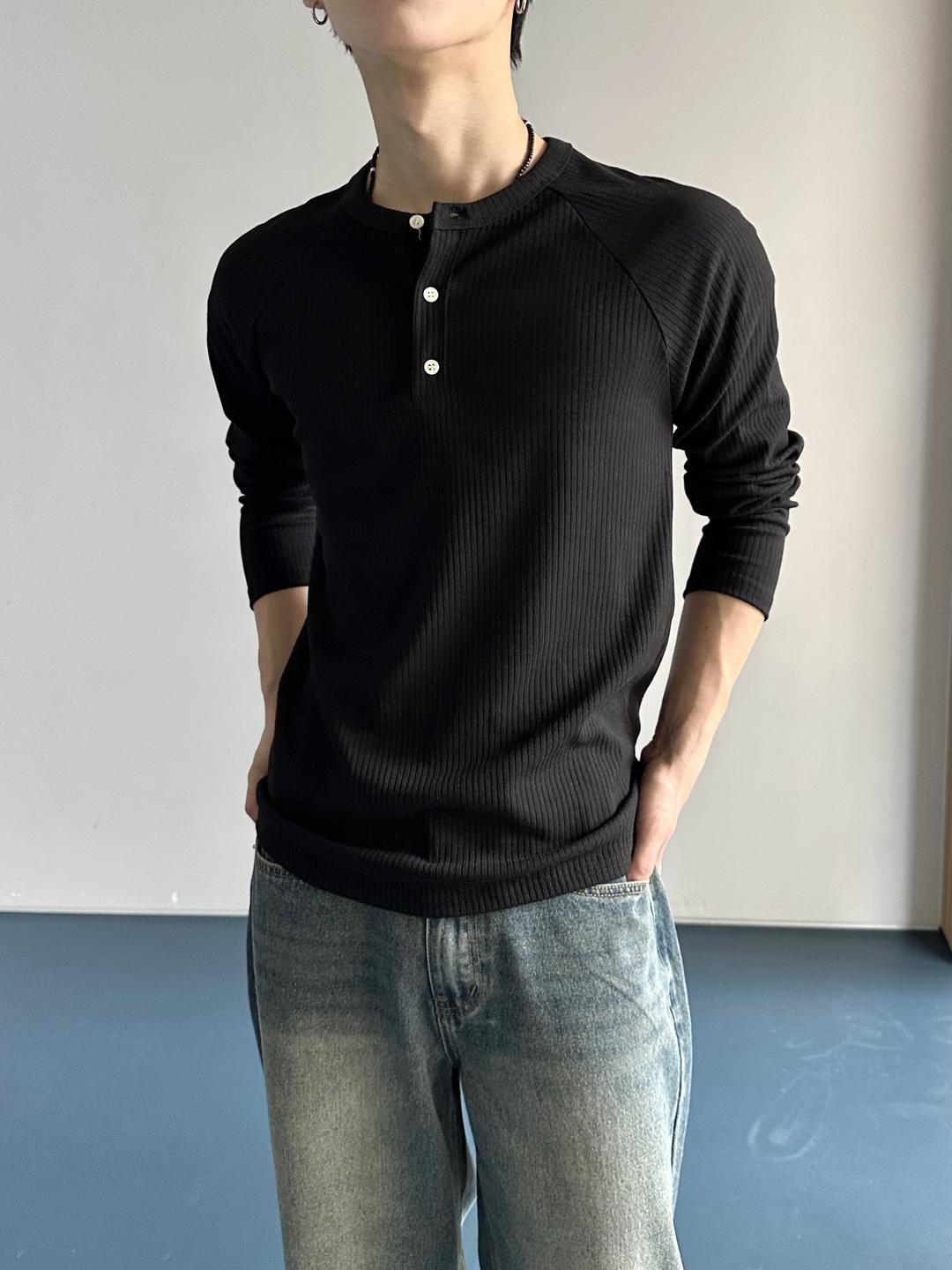 라우 골지 헨리넥 롱 슬리브 3C