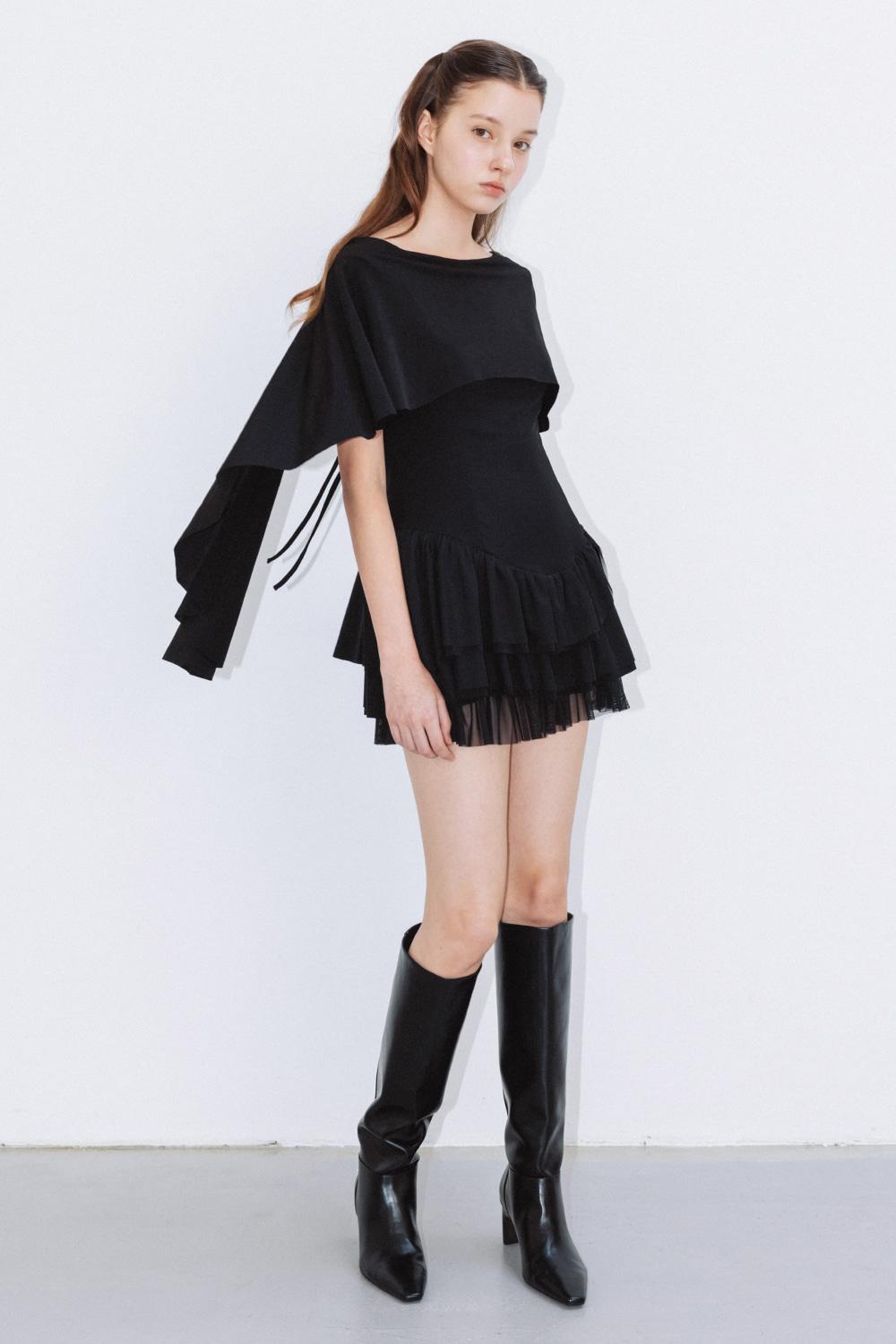 [9월 30일 예약배송] MESH SHAWL DRESS_TT5W604BK