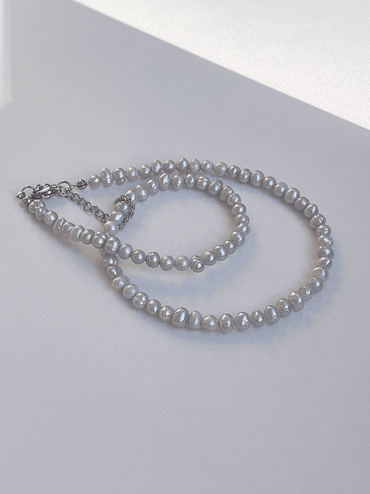 [담수진주 써지컬] Gray pearl chocker