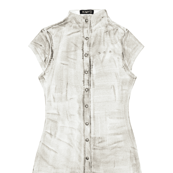 DIRTY PAINT SLIM BUTTON DRESS IN MUD BROWN