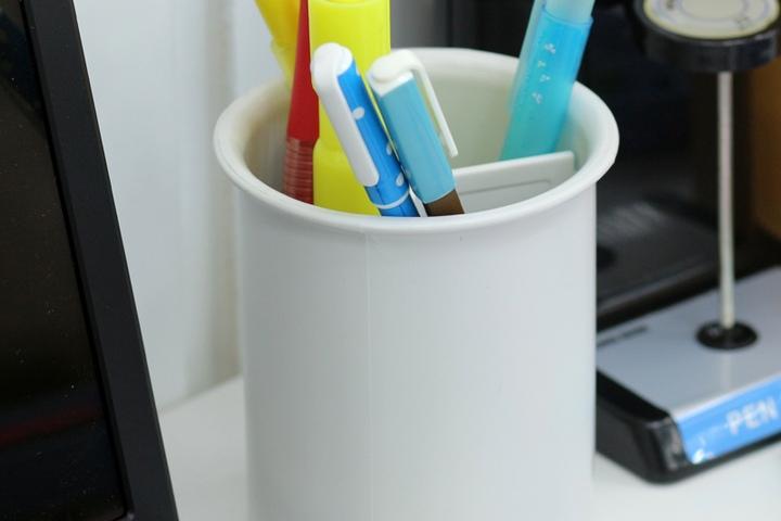 [리퍼] 볼펜 연필꽂이 원형 3칸막이 필통 화이트