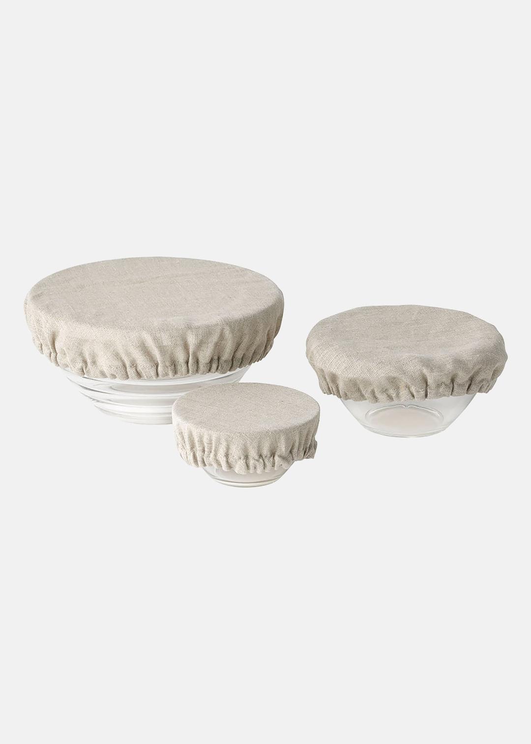 Linen Bowl Cover Set 3 Natural