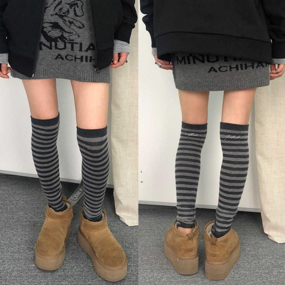 ACHIHARA 니삭스 스트라이프 레그워머 y2k 니삭스