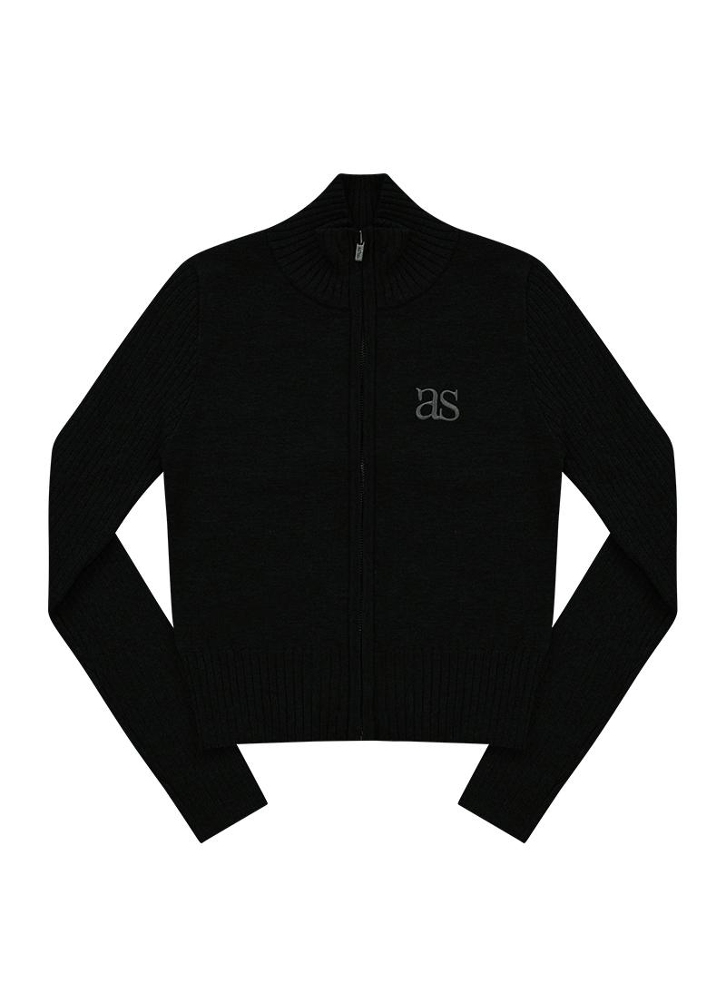MARON KNIT ZIP-UP / BLACK