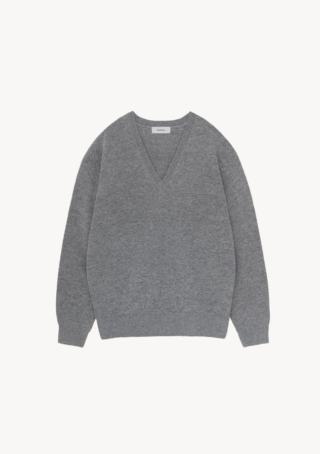 Deep V-neck Knit in Gray
