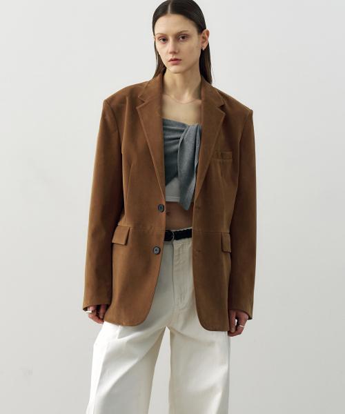 스웨이드 테일러드 자켓 (브라운)
