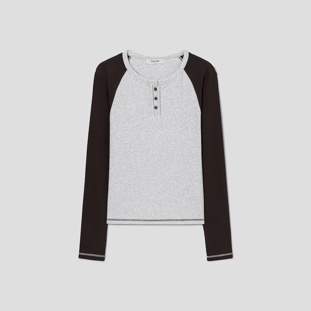 에잇세컨즈 헨리넥 래글런 저지탑  라이트 그레이 (356341SM62)