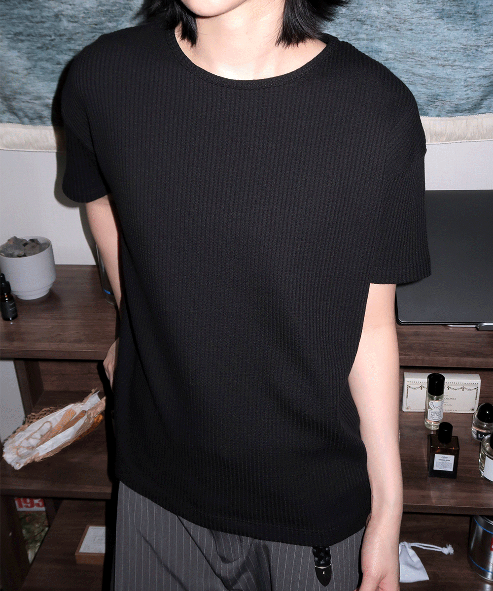 [UNISEX] 와플 레귤러 크롭 반팔티 (5 Color / M, L)