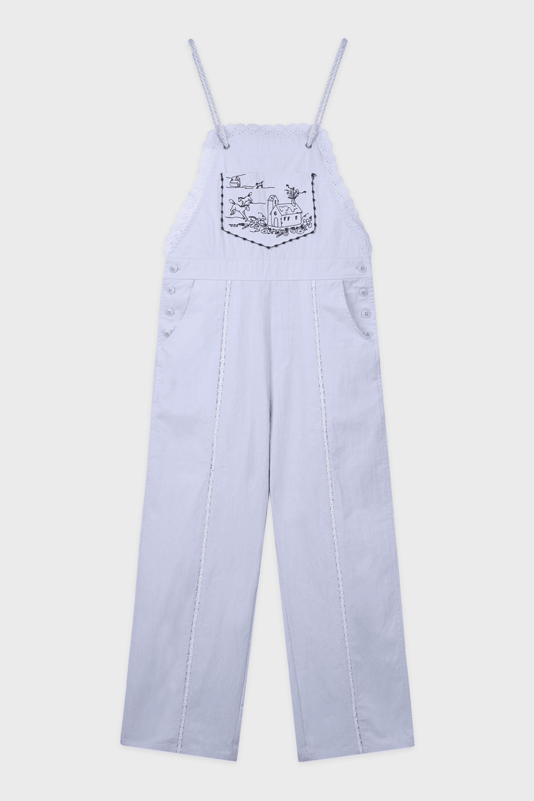 SN Lace Drawing Embroidery Overall (Sky Blue)
