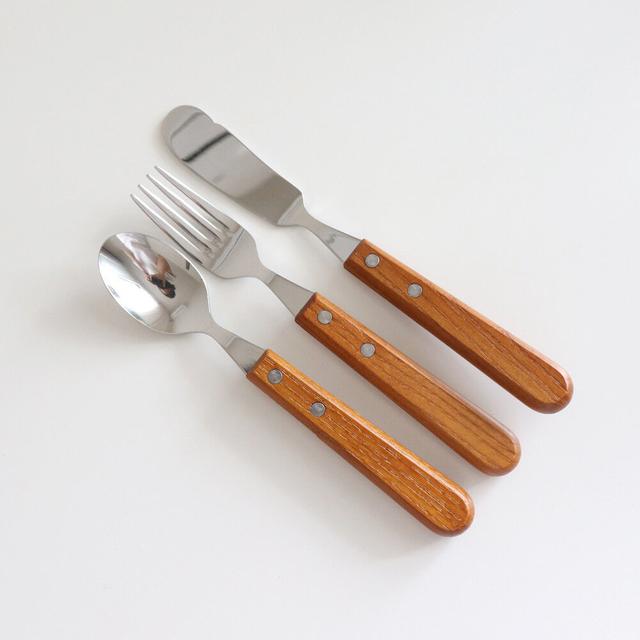 아이보리 브라운 핸들 디저트 커트러리